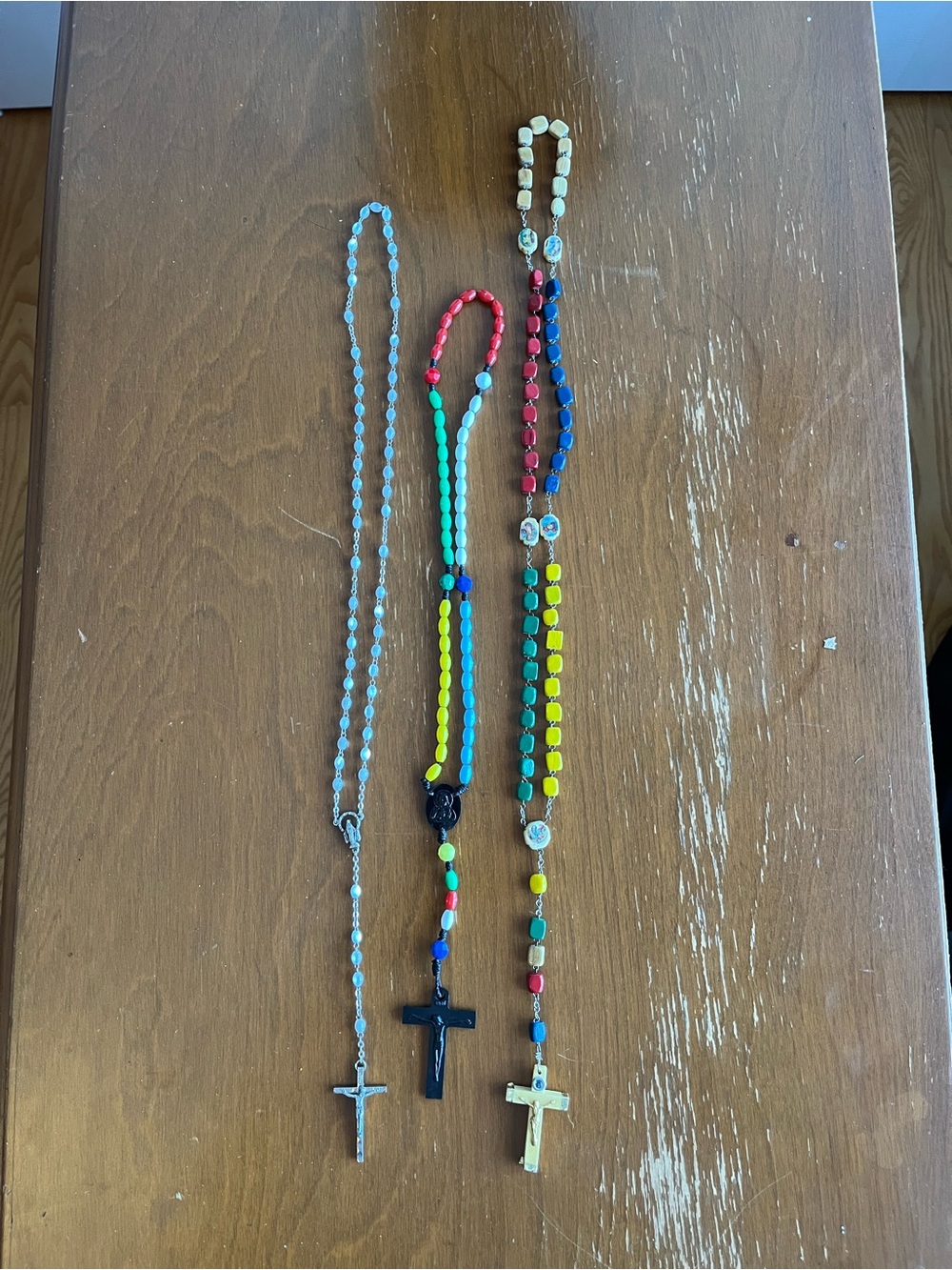 Kids Colorful Bead Cross Necklace - Multicolor